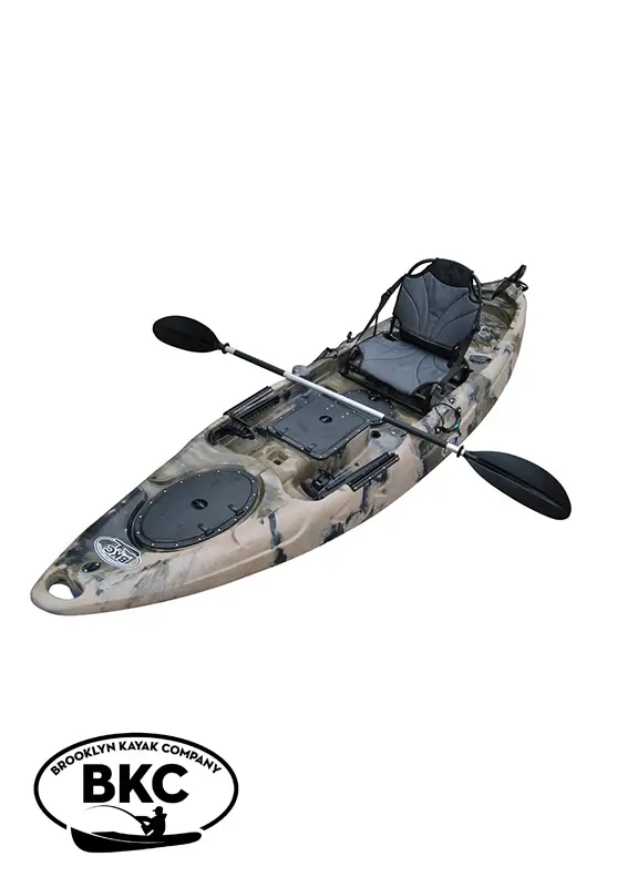 BKC or Brooklyn Kayak Company brand of kayaks that has a built-in paddle holders