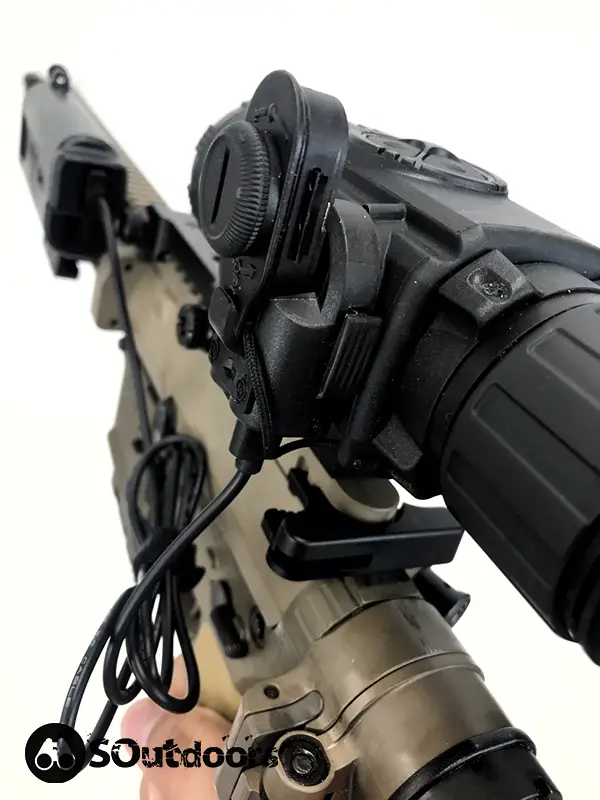 Thermal scope mounted on a rifle with extras and add-ons