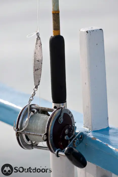 Fishing rod mounted on a metal